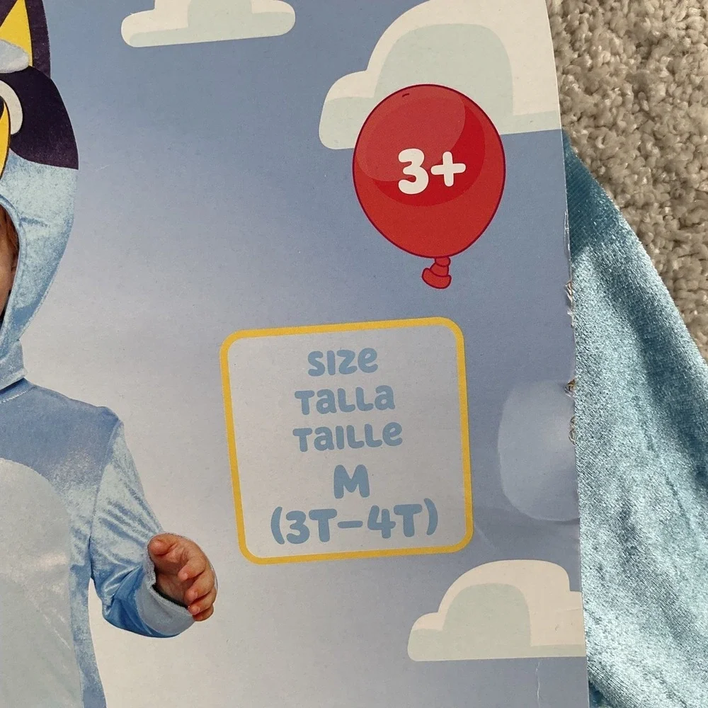 Bluey Toddler Costume Disguise Jumpsuit Headpiece Tail Set Size M 3T-4T New